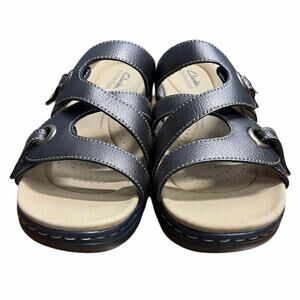 Clarks Cloudsteppers Comfort Sandals 9W Black Leather Casual Walking